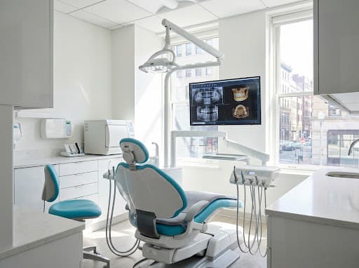 Modern dental clinic treatment chair and setup