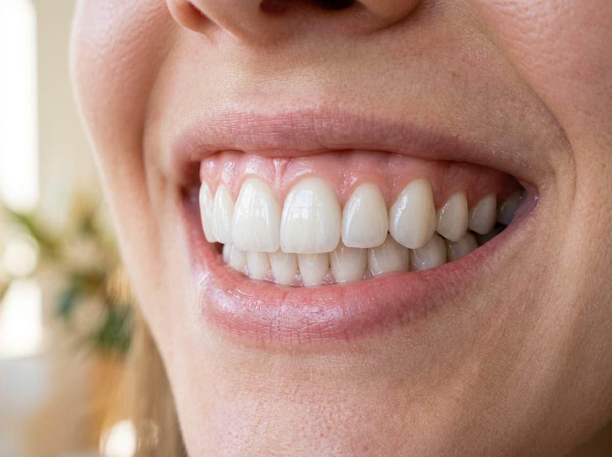 Aesthetic cosmetic dentistry gleaming white teeth